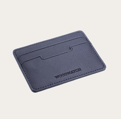 navy blue cactus leather card holder